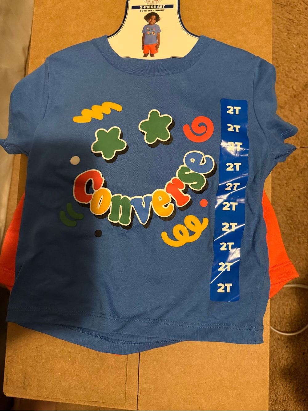 Converse Blue Graphic Smile outfit with Multicolor Print